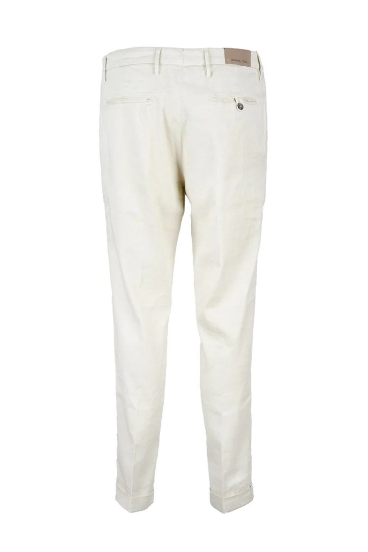 Michael Coal Tailored White Linen Stretch Trousers