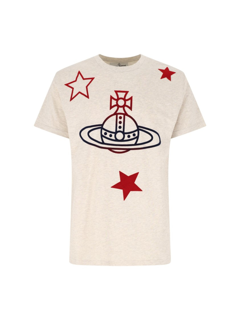 Vivienne Westwood Beige Orb Round Neck Cotton T-Shirt