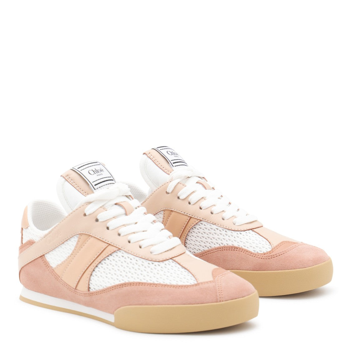 Chloé White And Light Pink Sneakers