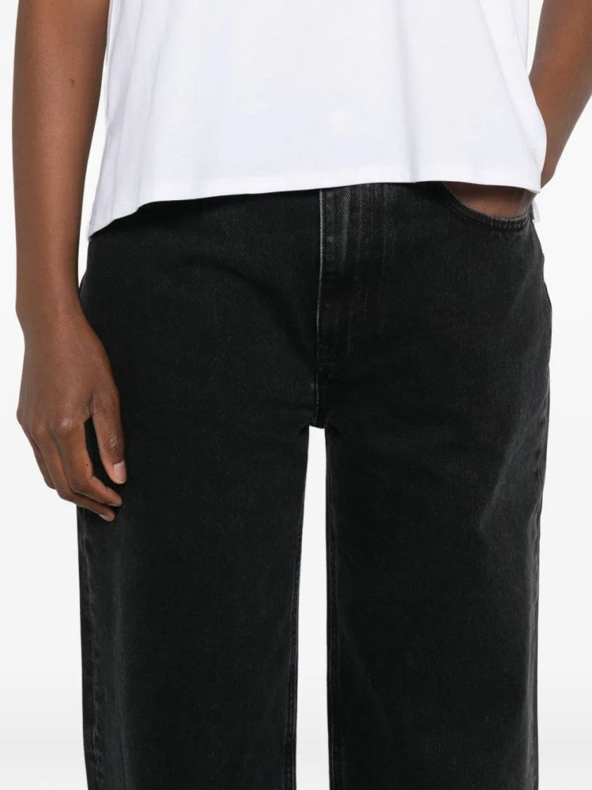 Loulou Studio Washed Grey Jeans With Five-Pocket Styling And Raw Hem