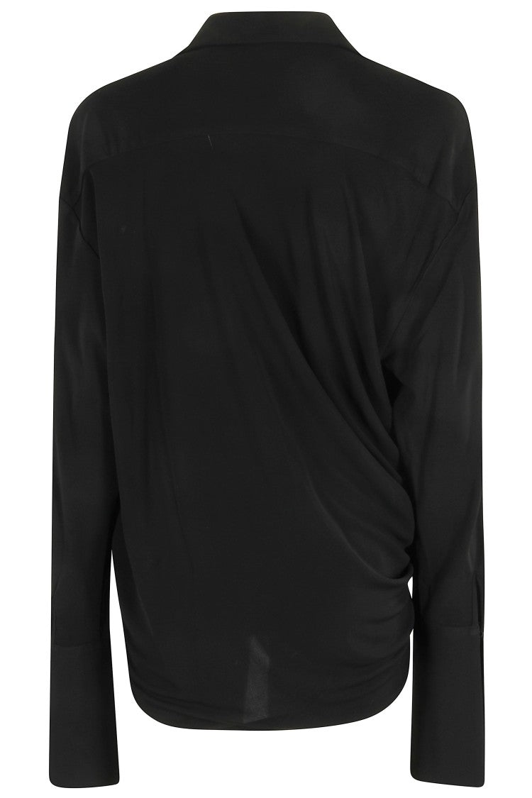 Francesco Murano Draped V-Neck Shirt With Classic Collar