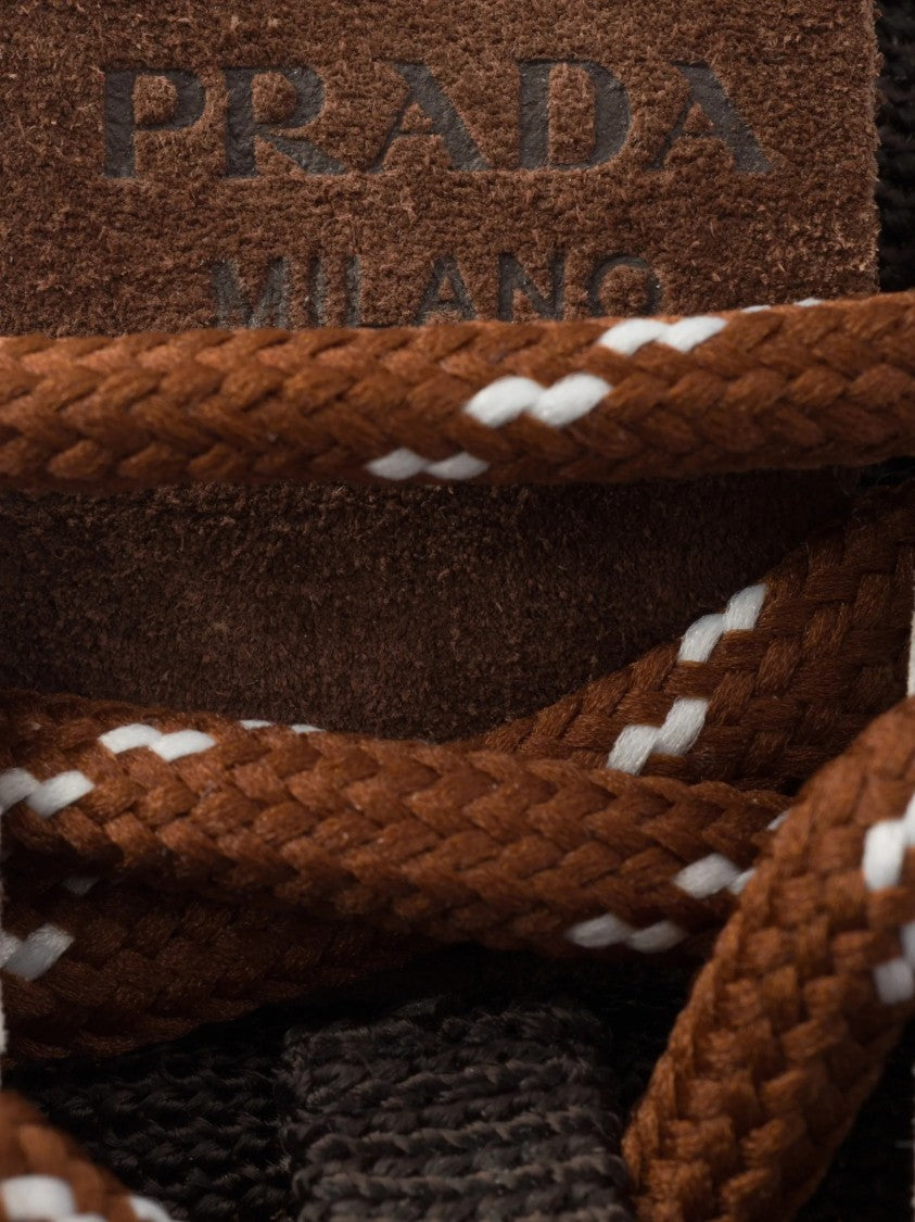 Prada Brown Tech Mesh Leather Sneakers