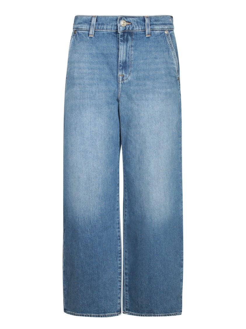 7 For All Mankind Mid Wash Wide-Leg Jeans