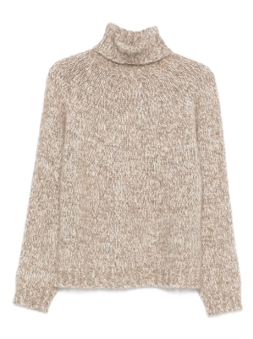 P.A.R.O.S.H. High Turtleneck Knit Sweater With Ribbed Hem And Cuffs