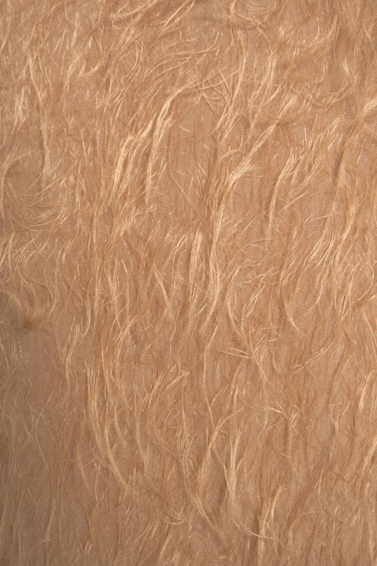 Ottod'ame Sleeveless Mini Dress With Faux Fur Texture And Keyhole Detail