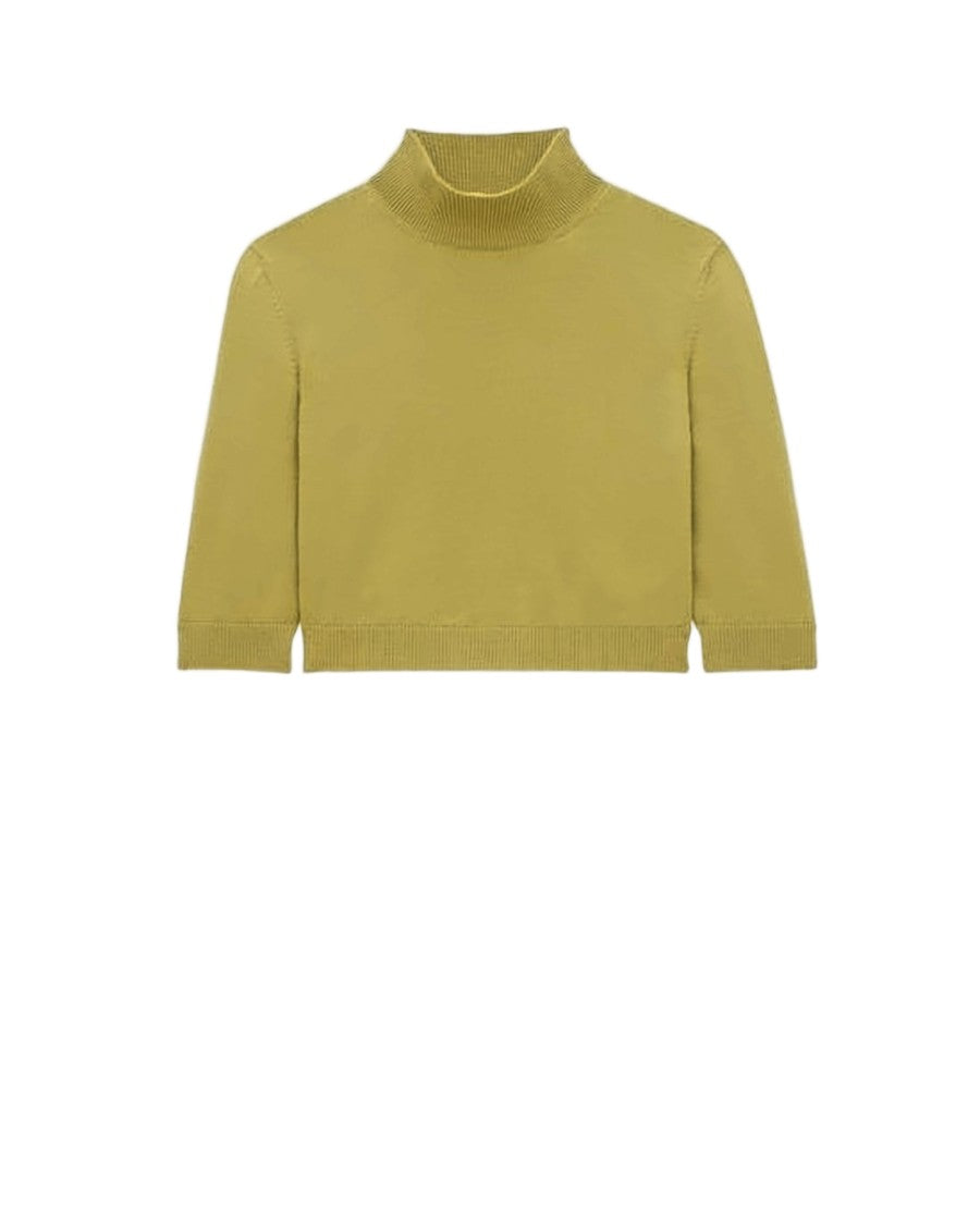 Saint Laurent Cropped Turtleneck Sweater With Ribbed Detailing