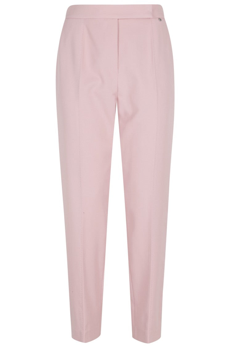 Nissa Pink Cigarette Side Welt Pockets Polyester Straight-Leg Trousers
