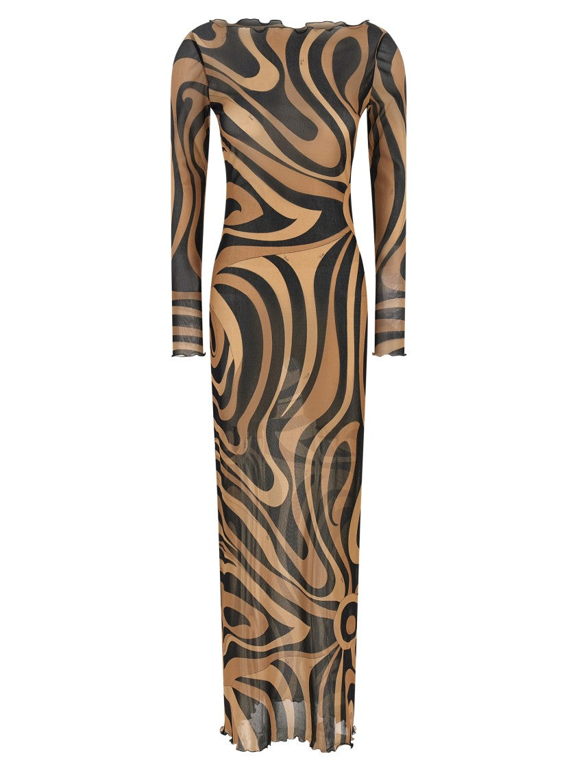 Emilio Pucci Marmo' Print Tulle Dress