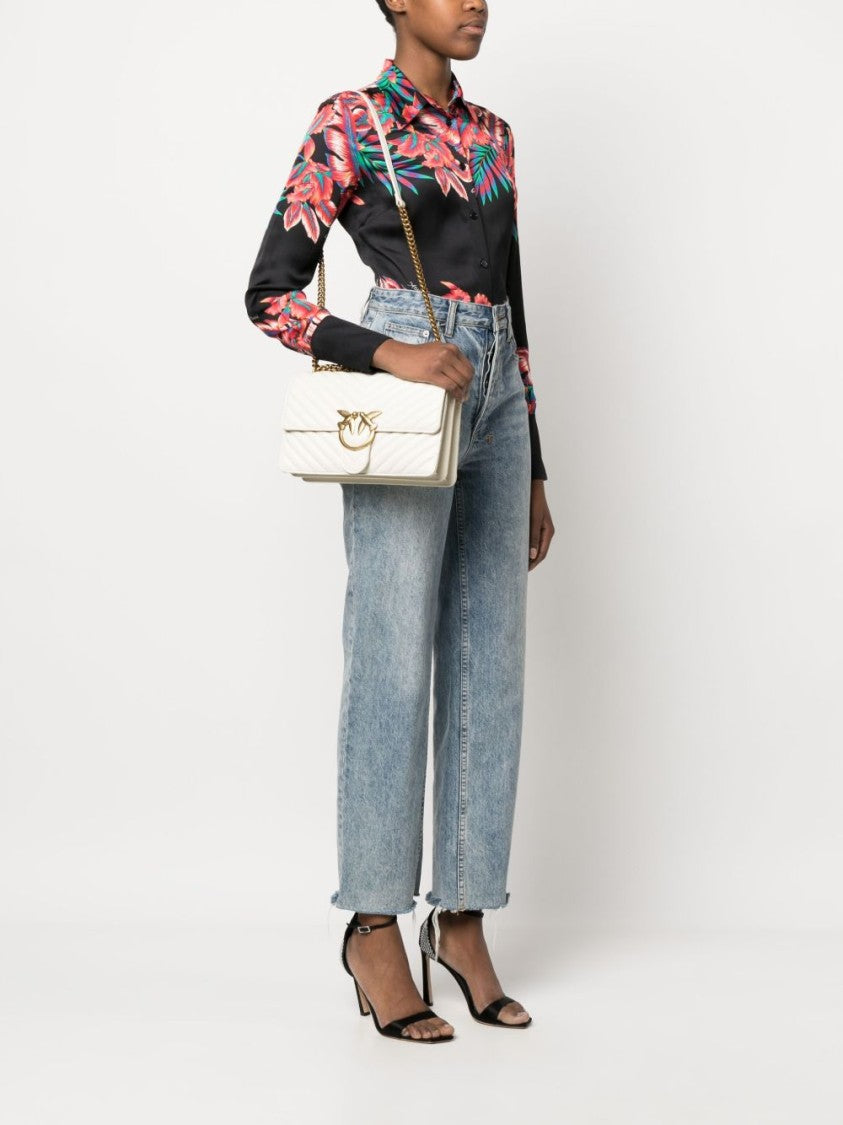 Pinko Quilted Leather Bag With Distinctive Gold-Tone Clasp