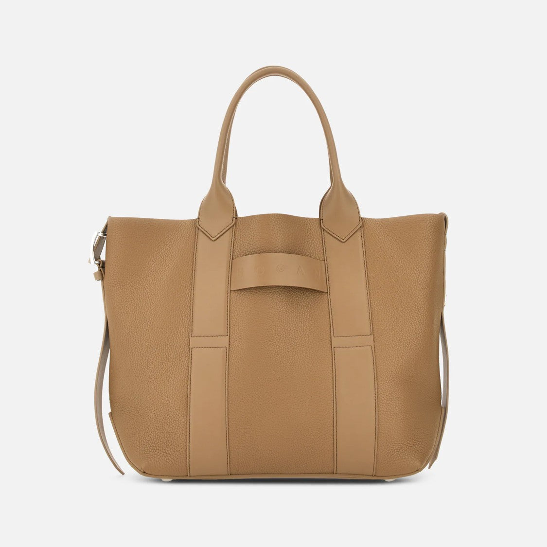 Hogan Spacious Medium Biscuit Leather Tote Bag