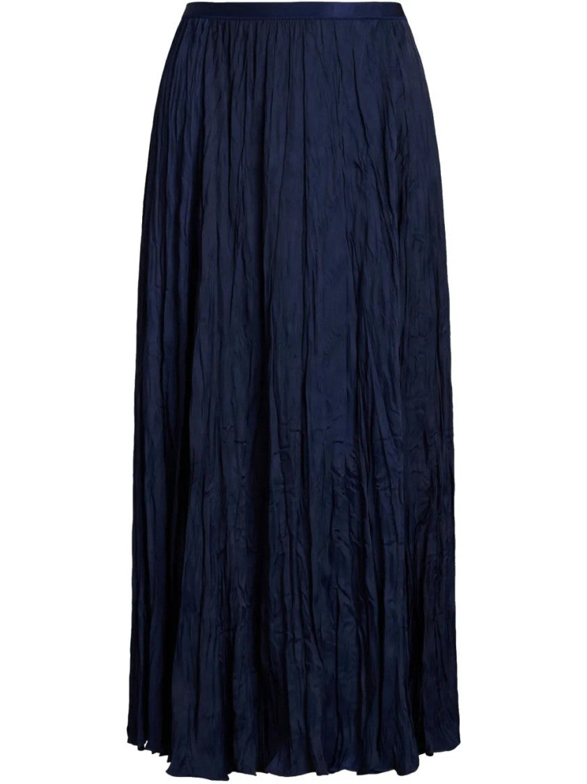 Polo Ralph Lauren Crinkled Finish Midi Skirt With Elasticized Waistband