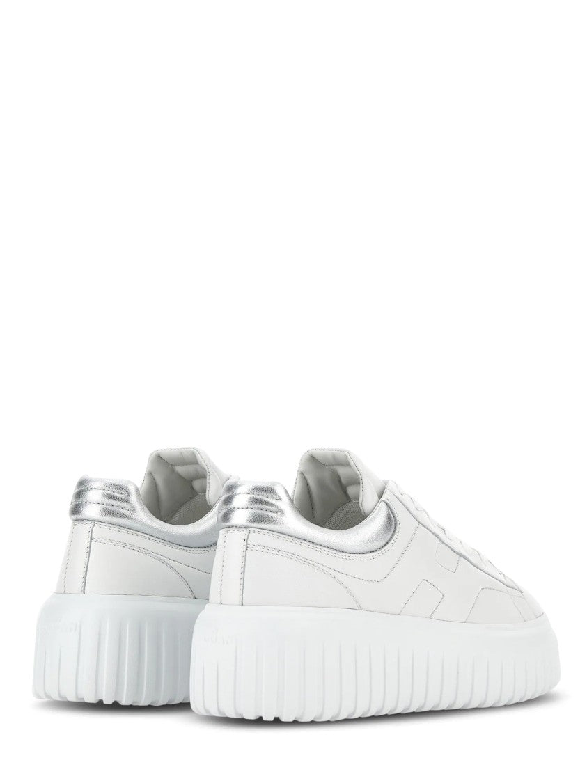 Hogan Chunky Sole White Sneakers With Metallic Accents
