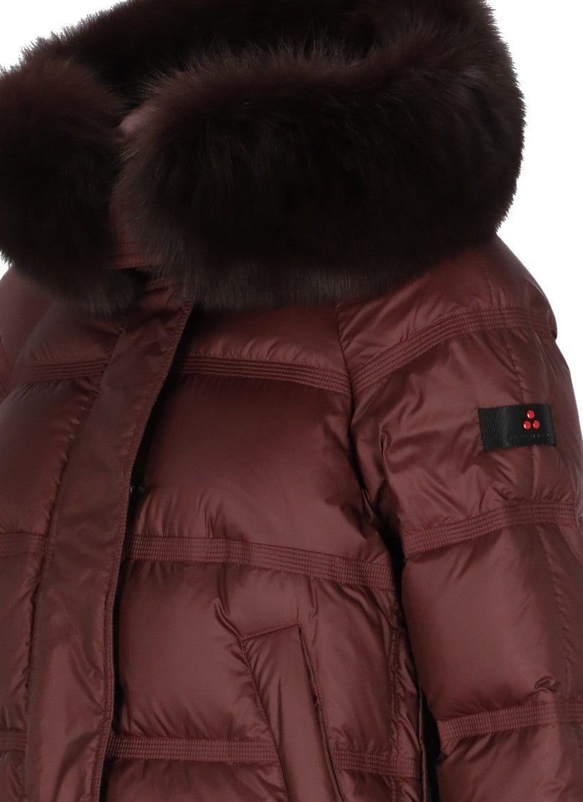 Peuterey Purple Takan Fox Fur Hood Quilted Down Jacket