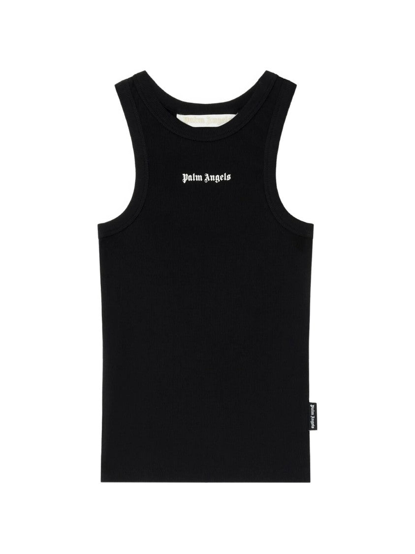Palm Angels Black Classic Logo Fitted Tank Top