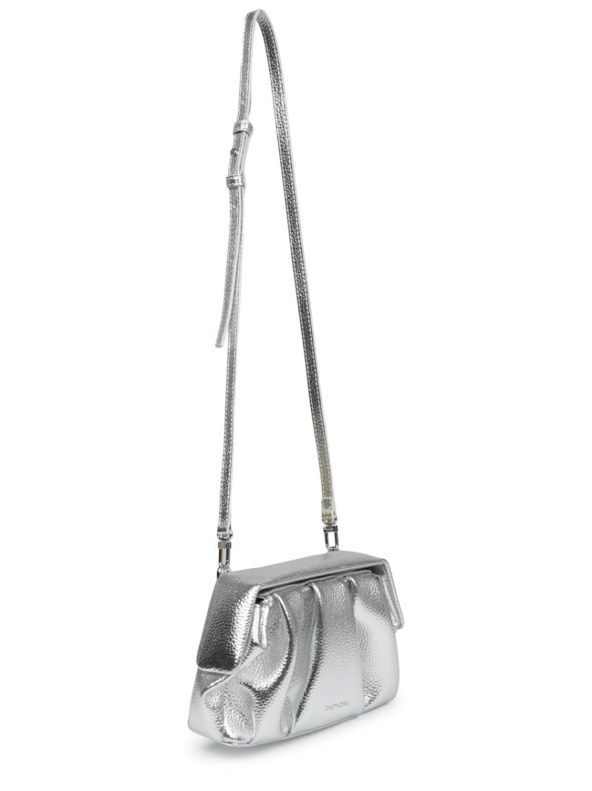 Themoirè Metallic Silver Shoulder Bag With Structured Design