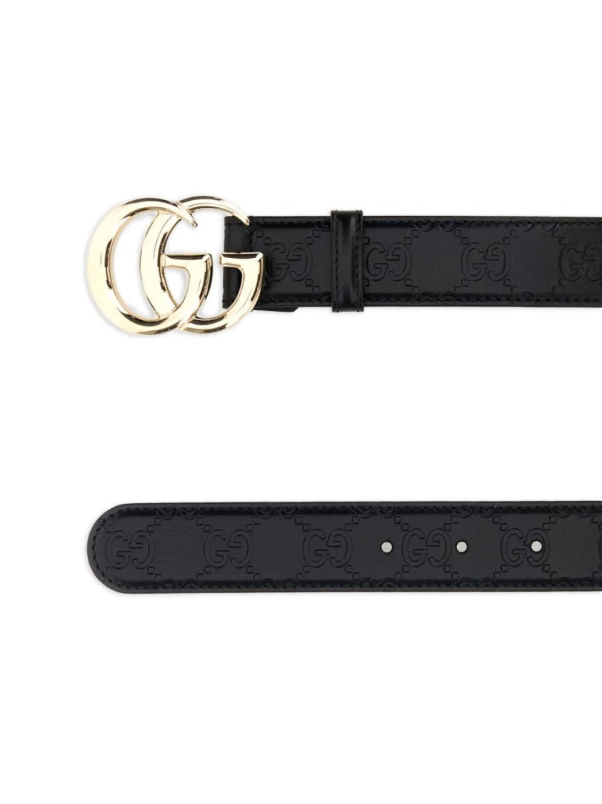 Gucci Black Gold-Tone Double-G Calfskin Belt