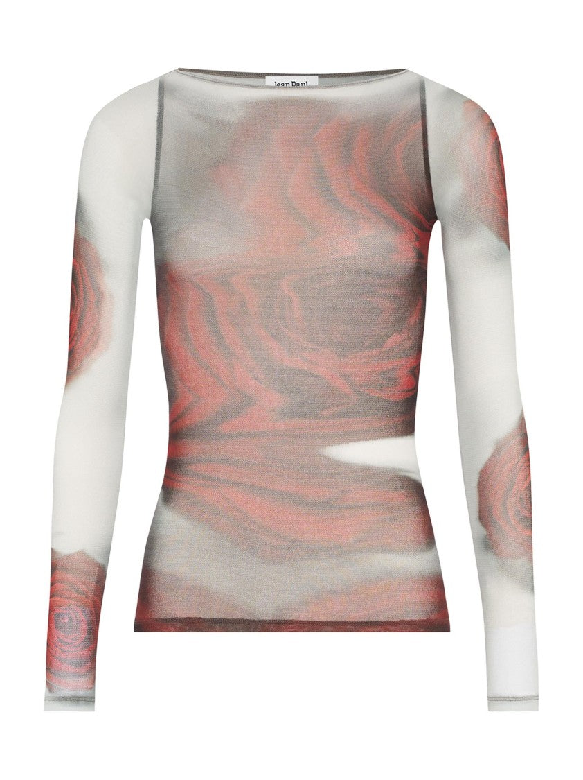 Jean Paul Gaultier Fitted Long-Sleeve Tulle Top