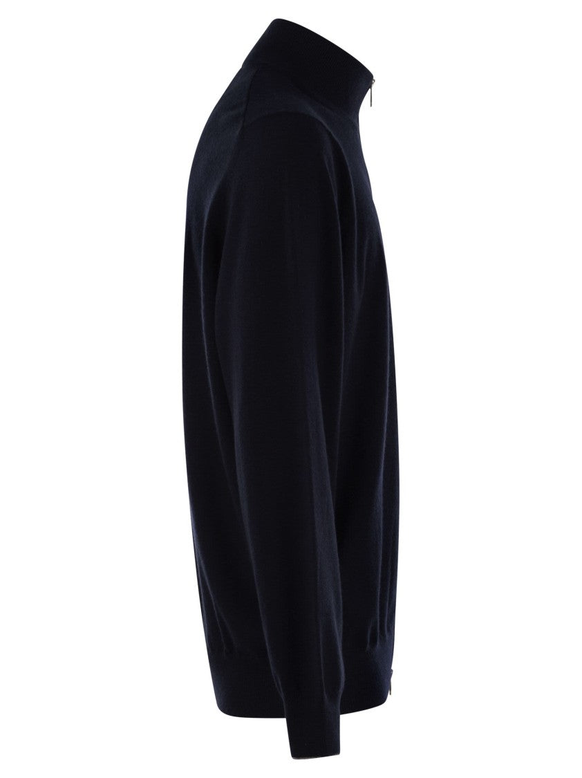 Brunello Cucinelli High-Necked Cashmere Cardigan With Zip