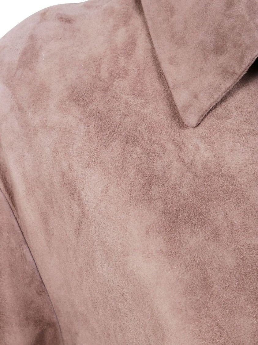 Max Mara Single-Breasted Beige Suede Lambskin Estate Jacket