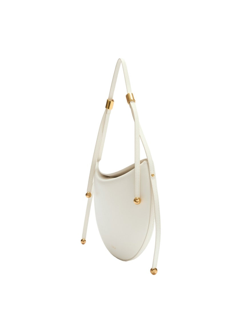 Furla Moonstone S Leather Shoulder Bag, Cream Color