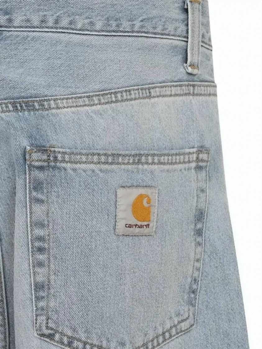 Carhartt Wip Light Blue Wash Denim Pants With Classic Five-Pocket Design