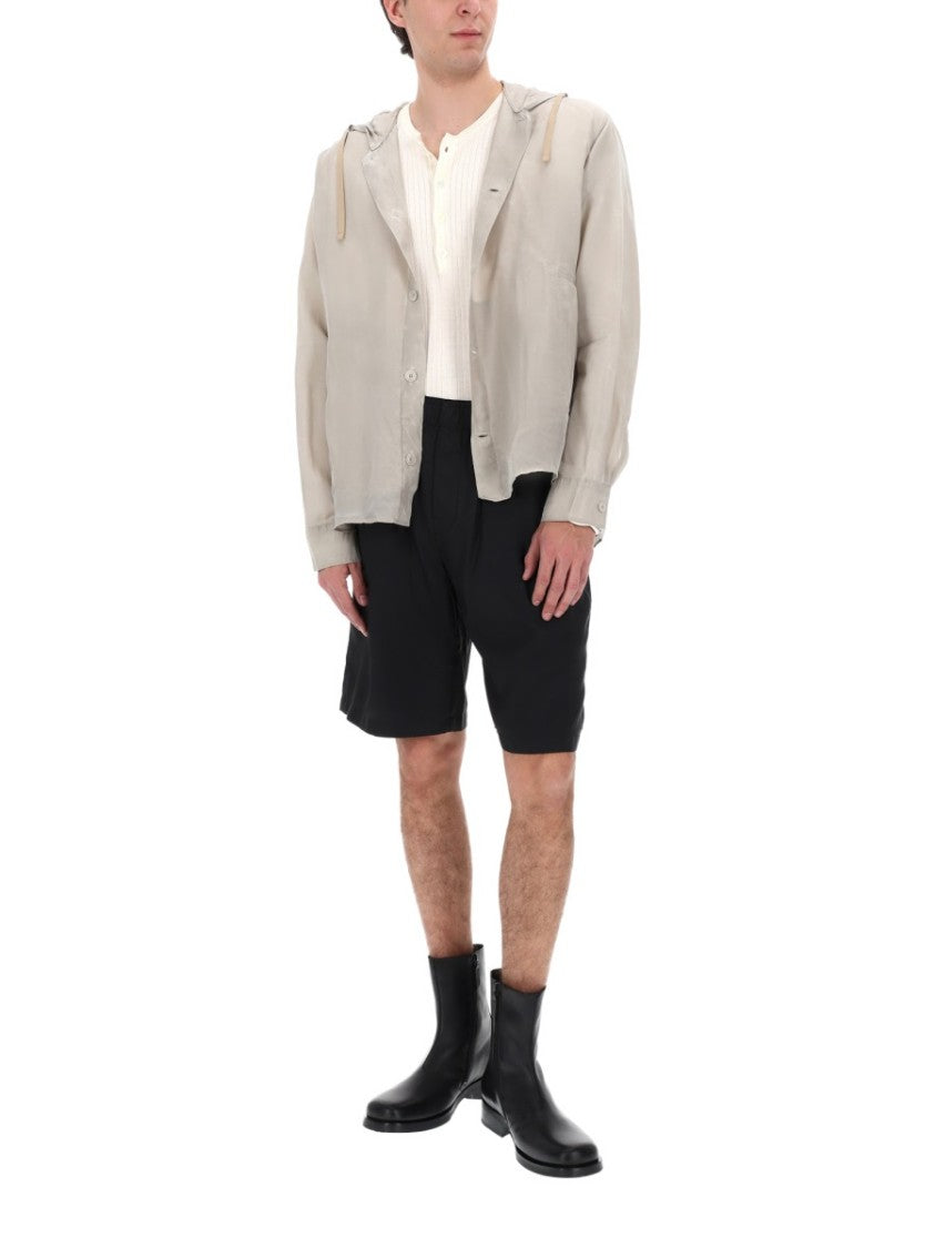 Our Legacy Black Rover Shirt Hooded Cupro Jacket