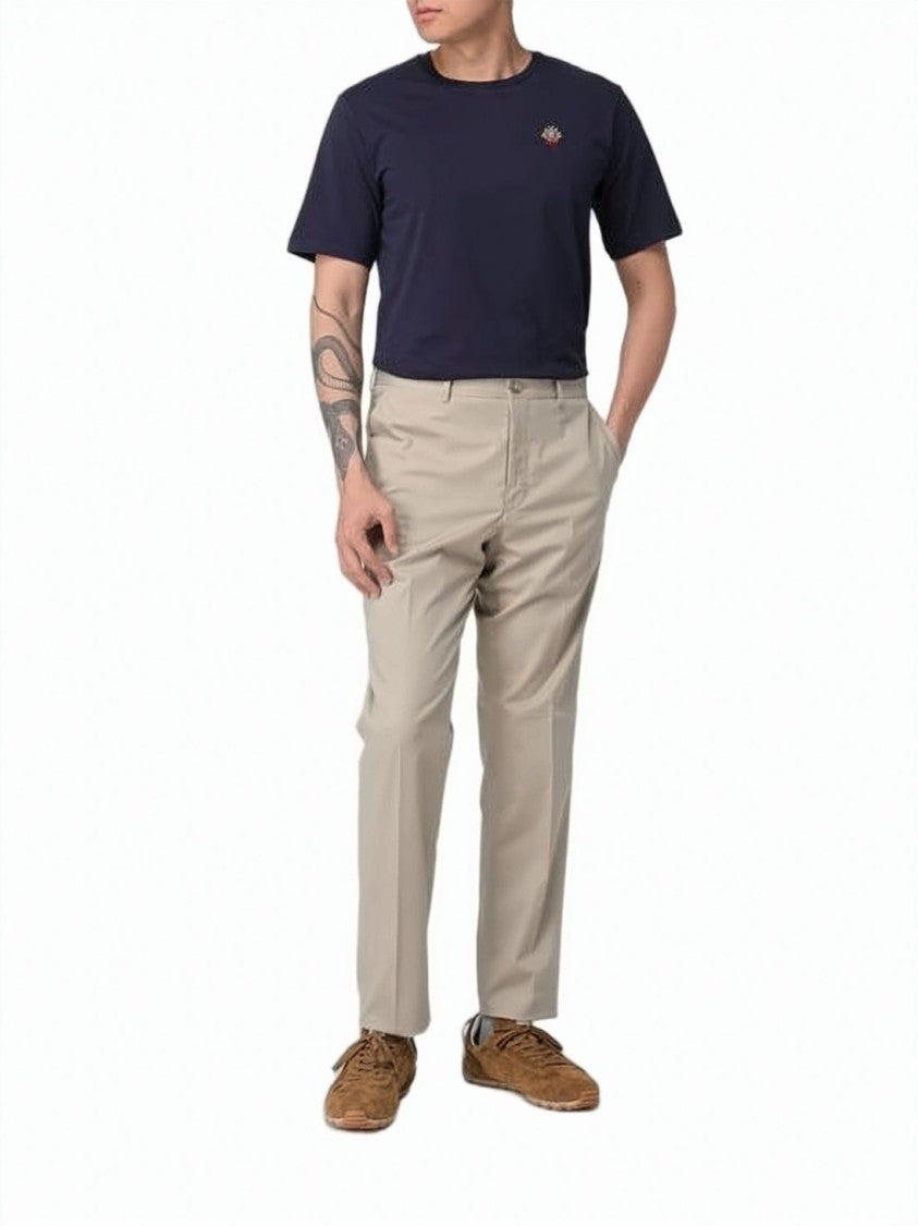 Bally Blue Solid Cotton Embroidered Emblem T-Shirt