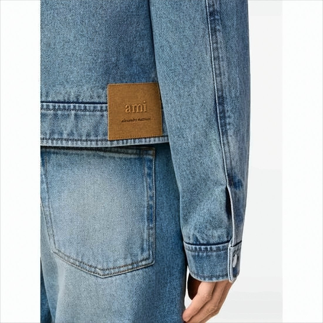 Ami Paris Light Blue Denim Jacket With Iconic Heart Detail