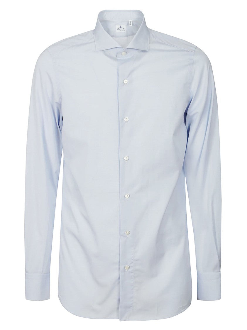 Finamore Light Blue Cotton Shirt With French Collar