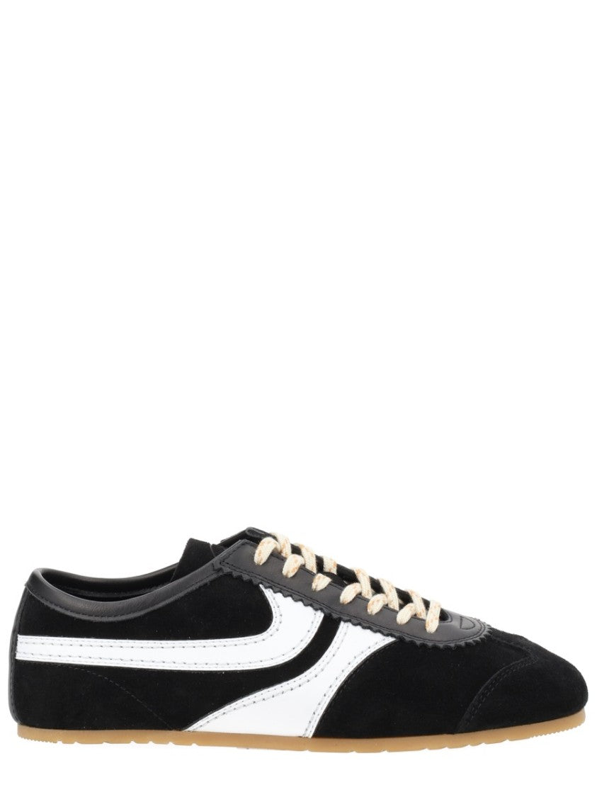 Dries Van Noten White Leather Striped Suede Sneakers