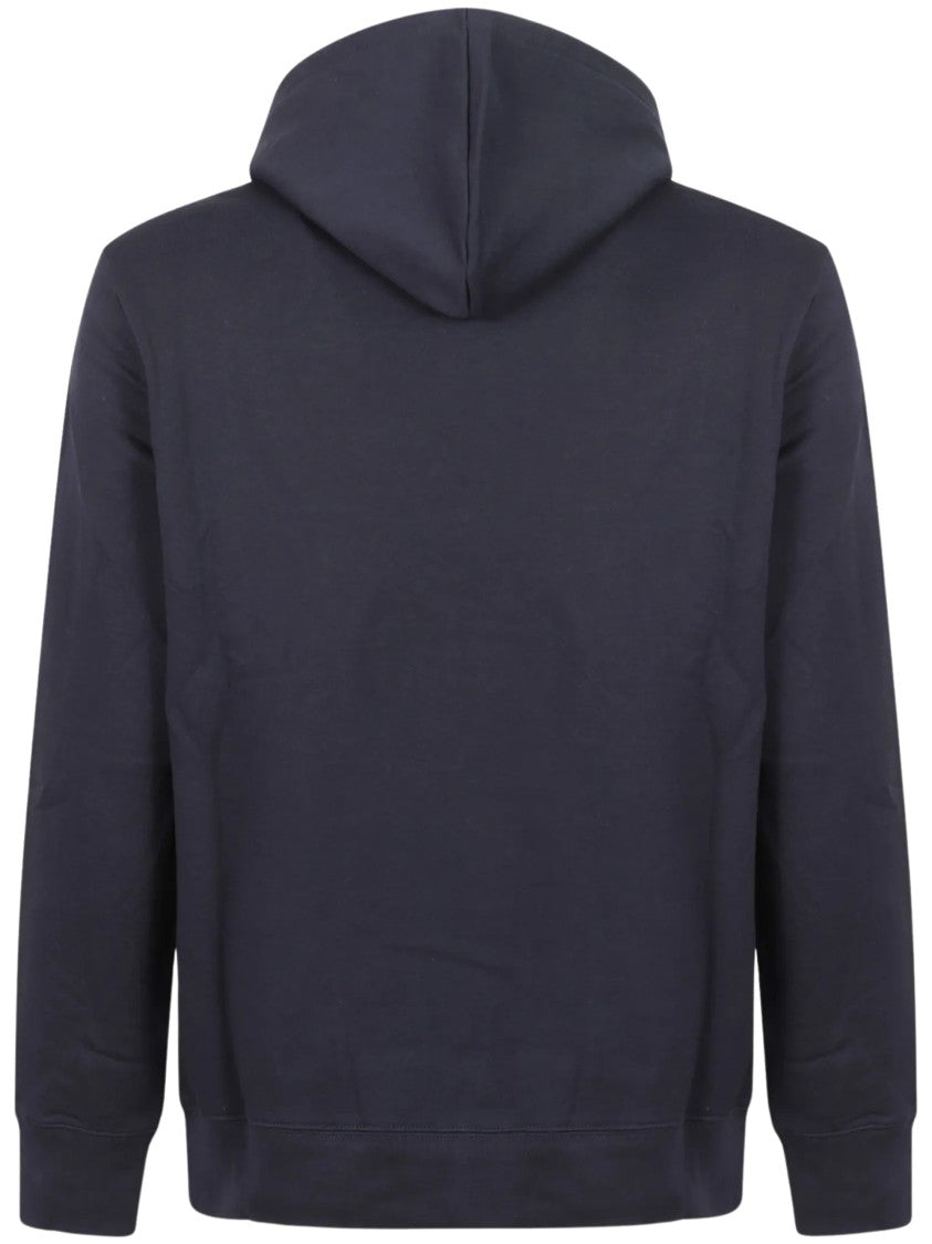 Paul Smith Solid Navy Hoodie With Embroidered Zebra Logo