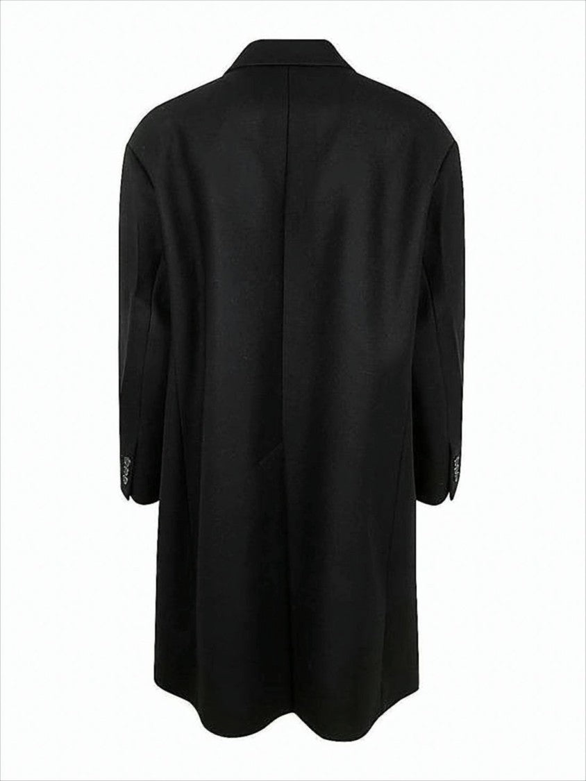 Marni Black Wool Coat With Oversized Silhouette And Design