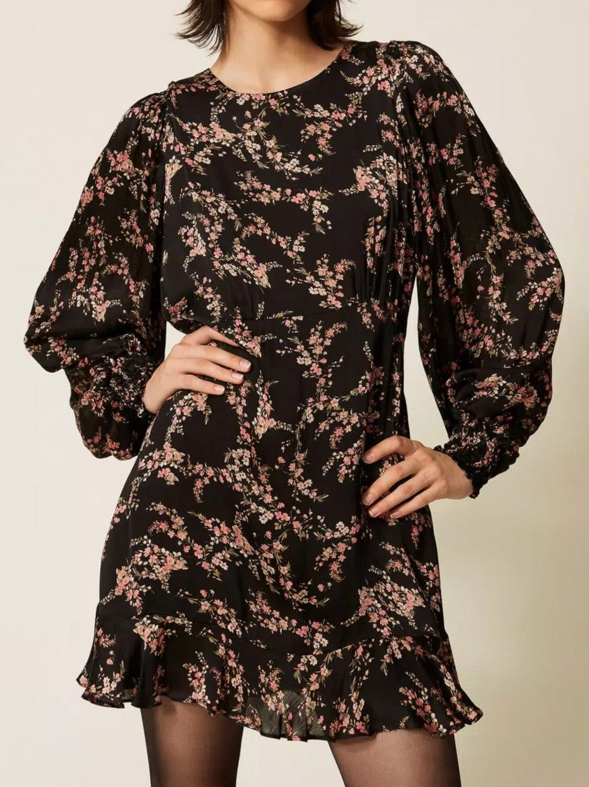 Twin-Set Short Black Floral Day Dress
