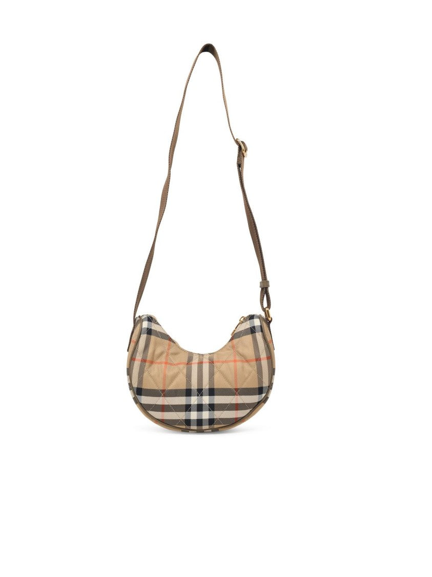 Burberry Crescent-Shaped Crossbody Bag With Quilted Check Pattern
