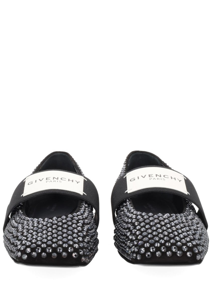 Givenchy Black Sliced Square Calf Leather Flats