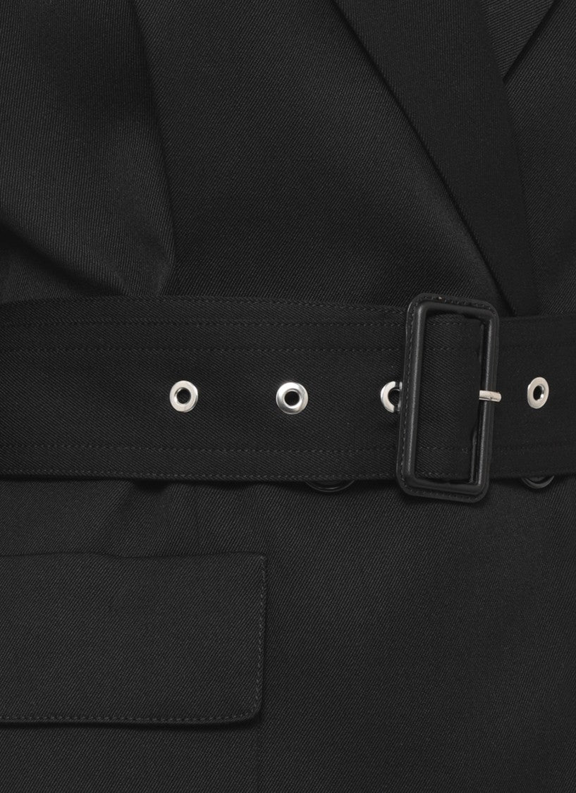 Lanvin Double-Breasted Black Jacket With Peak Lapel And Waist Belt