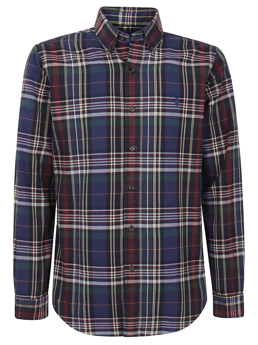 Polo Ralph Lauren Navy And Wine Tartan Cotton Button-Down Shirt