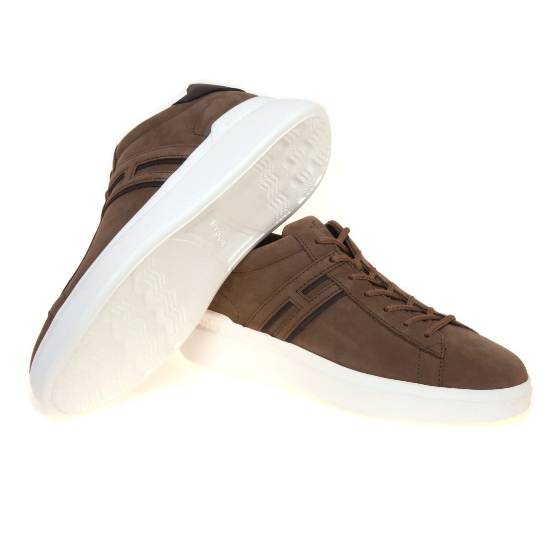 Hogan Brown Contrasting Detail Low-Top Sneakers
