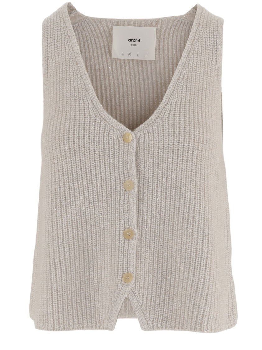 Arch4 Ribbed Knit Sleeveless Vest With V-Neckline