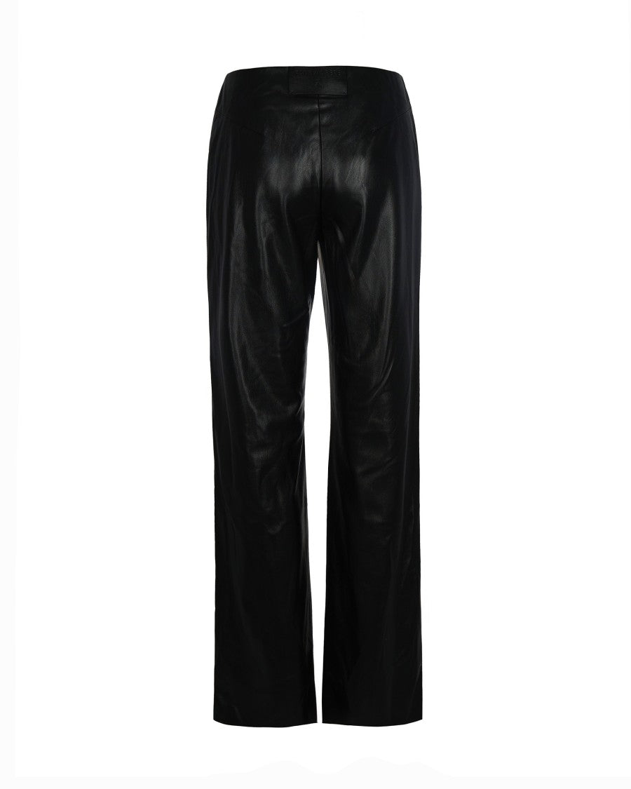 Patrizia Pepe Black Coated Fabric Flare Trousers