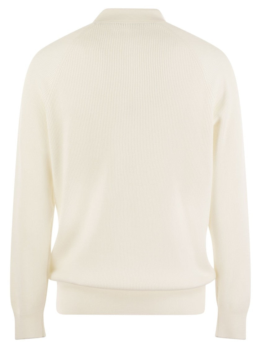 Brunello Cucinelli Cotton Rib Knit Polo Shirt