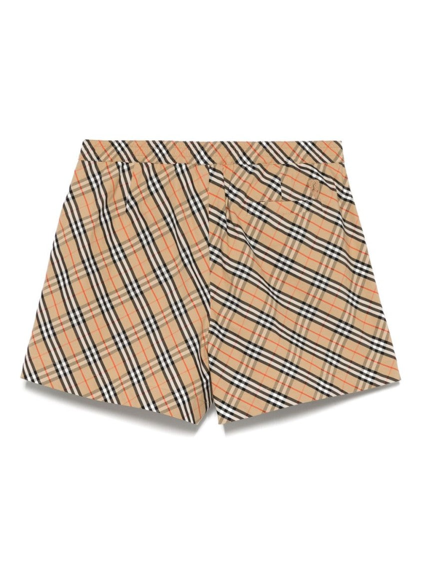 Burberry Beige Check Print Shorts