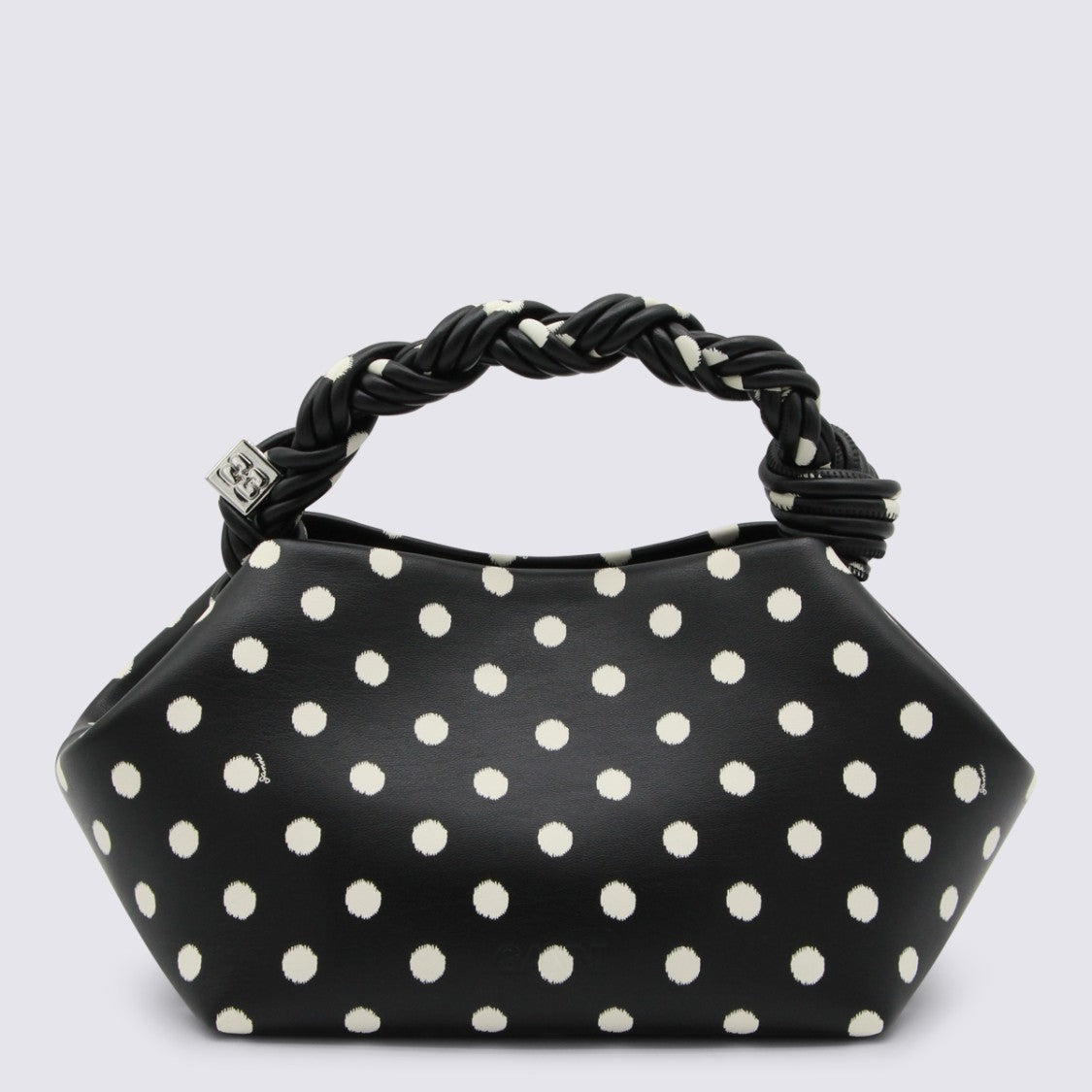 Ganni Black Recycled Leather Top Handle Bag