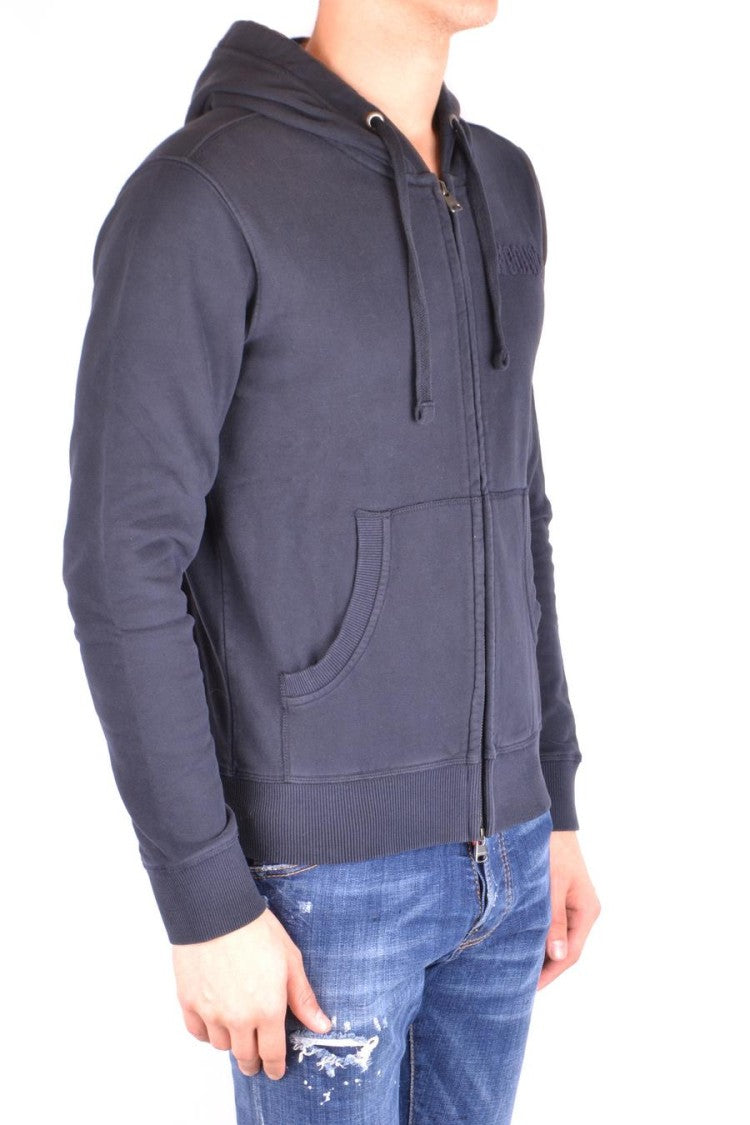 Woolrich Classic Zip-Up Hoodie In Deep Blue Cotton