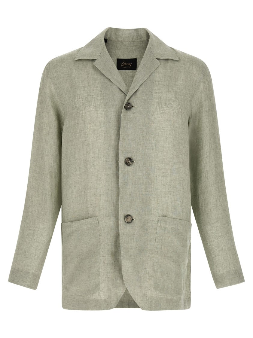 Brioni Blazer-Inspired Linen Shirt With Relaxed Fit And Textured Fabric