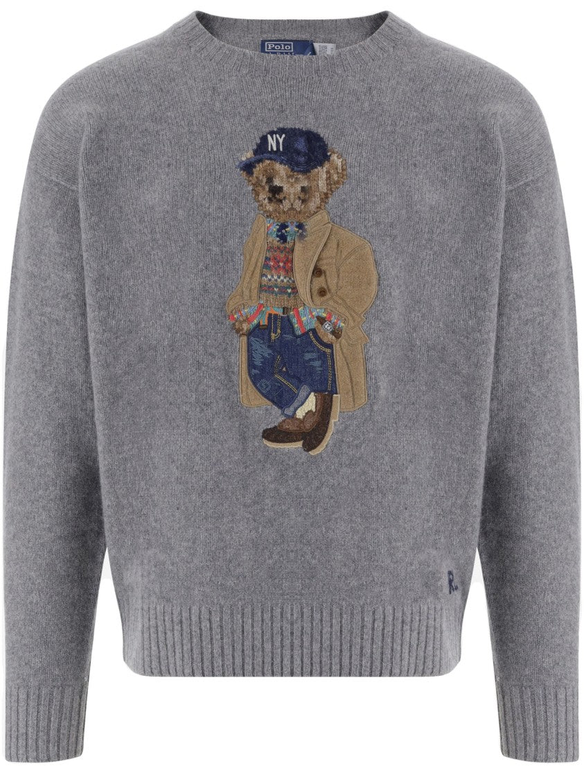 Polo Ralph Lauren Grey Polo Bear Wool-Cashmere Sweater