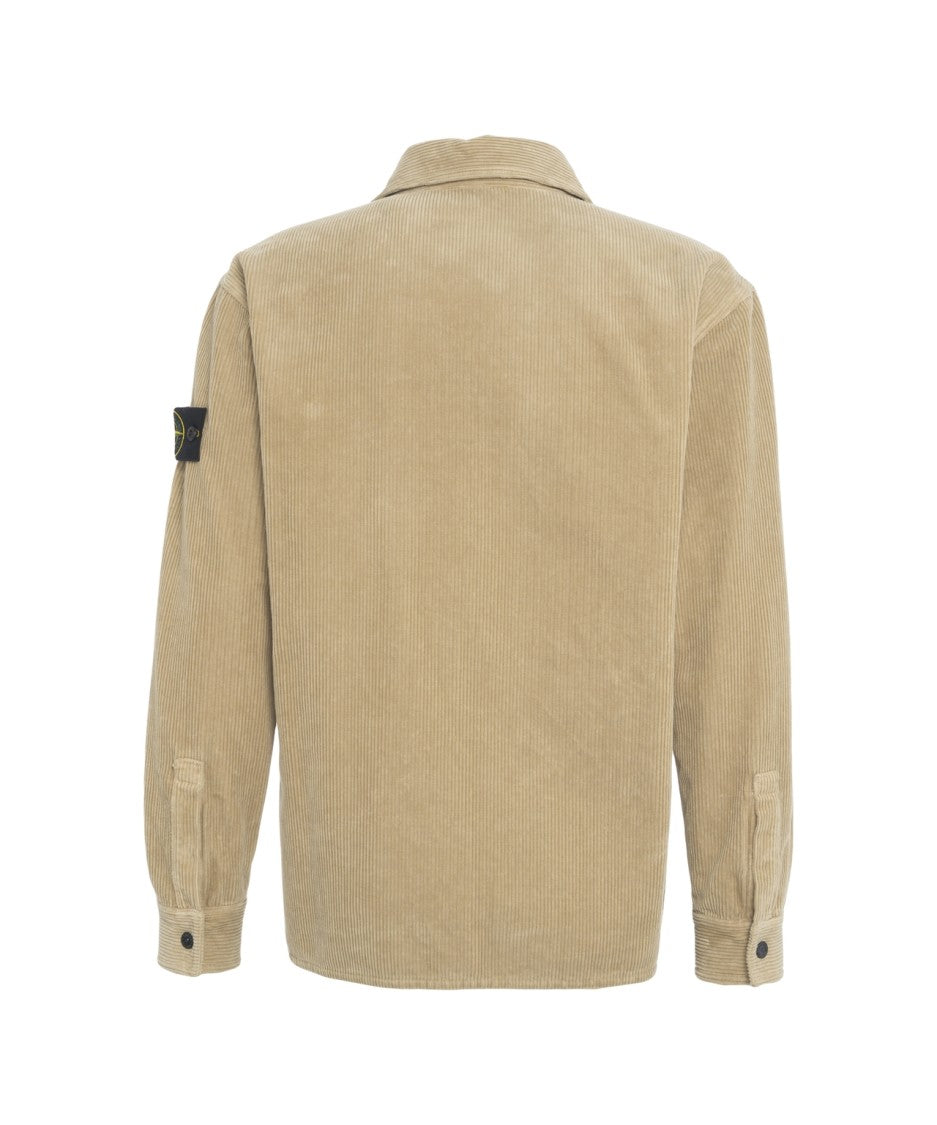 Stone Island Corduroy Overshirt With Classic Collar