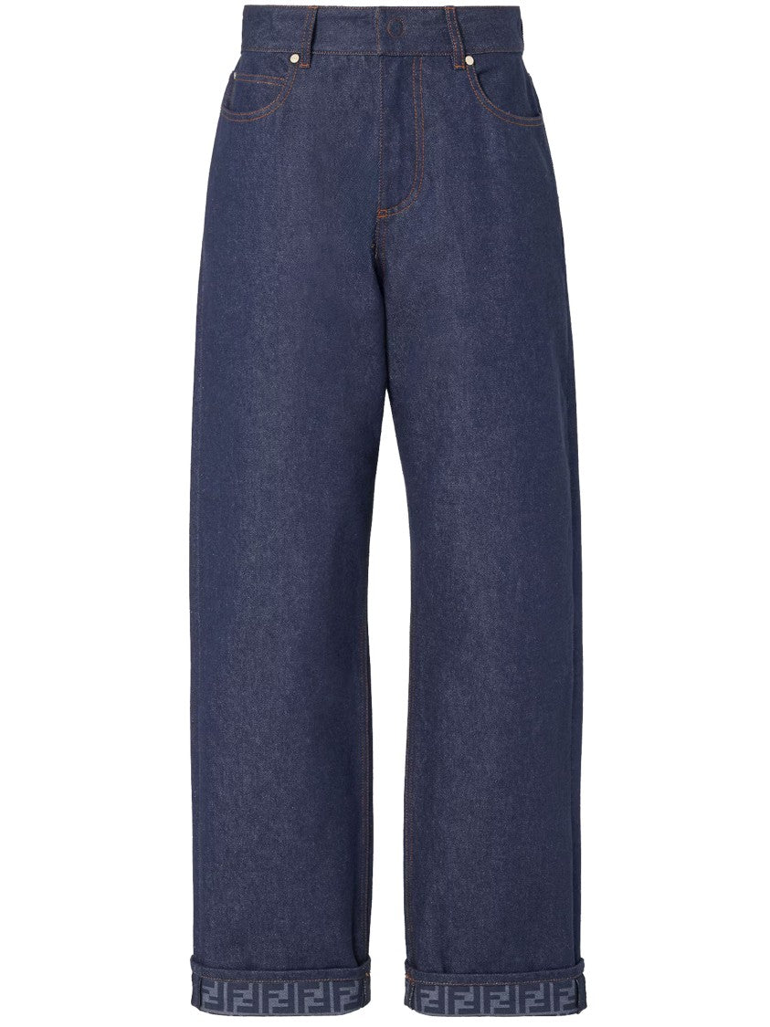 Fendi Ff Reverse Den Wide-Leg Indigo Jeans
