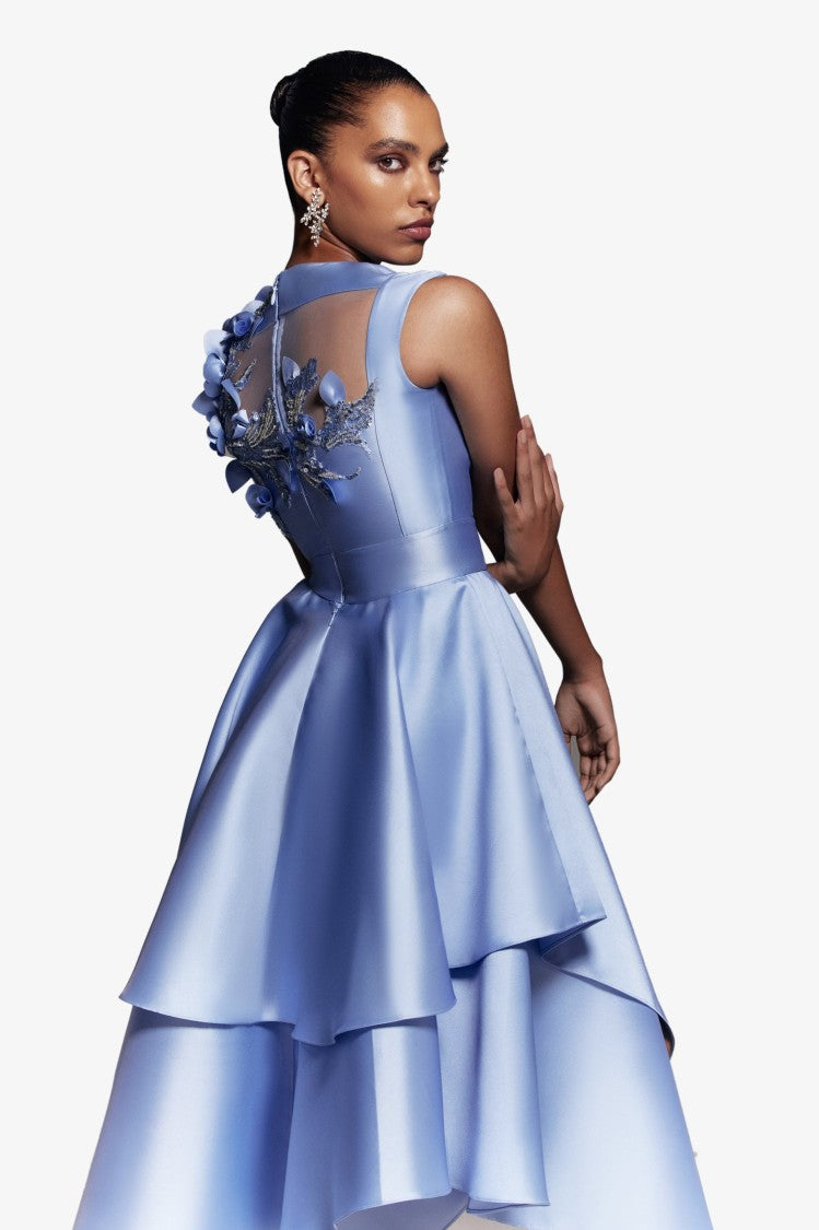 Saiid Kobeisy Mikado, Asymmetrical Dress With Matching Floral Beading