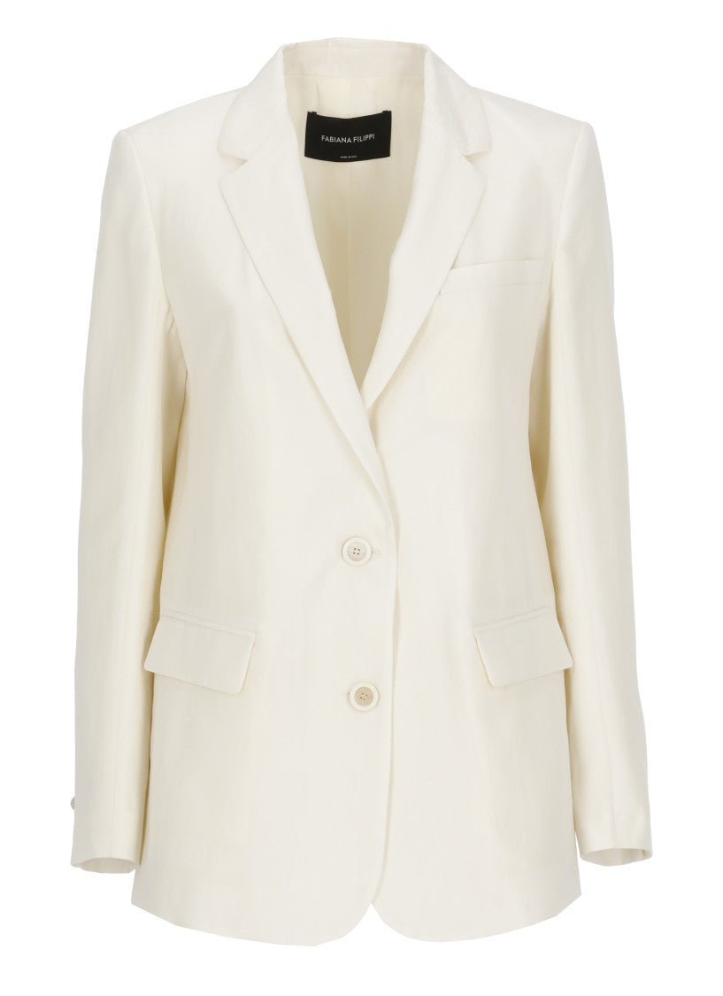 Fabiana Filippi Ivory Jewel Button Blazer
